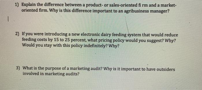 1) Explain the difference between a product or