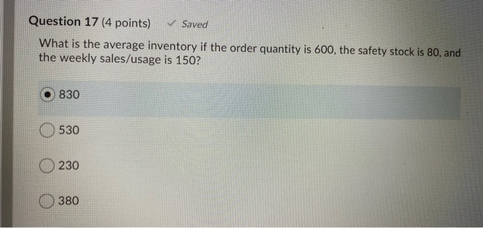 Question 25 (10 points) Average usage = 1000/mo