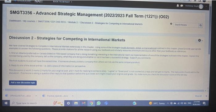 Discussion 2 - Strategies for Competing in