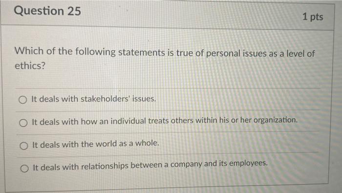 Question 24 1 pts Identify the best example of