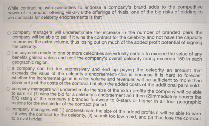 While contracting with celebrities to endorse a