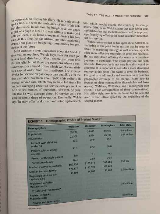 CASE 17 TIRE VALET: A MOBILE TIRE COMPANY Any