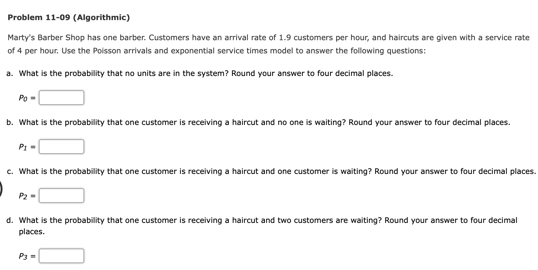 Problem 11-09 (Algorithmic) Marty's Barber Shop