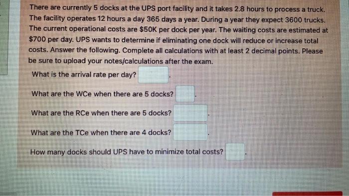 OPERATIONS MANAGEMENT There are currently 5 docks