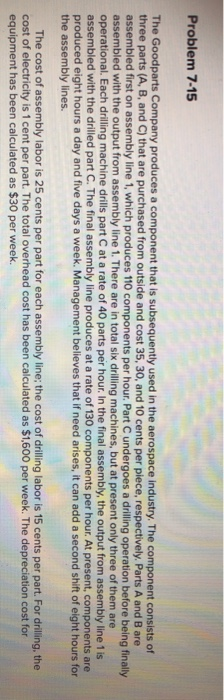 d-1. Determine the cost per unit output for part