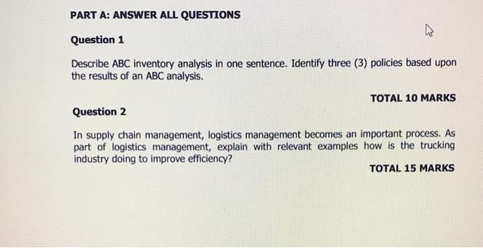 PART A: ANSWER ALL QUESTIONS Question 1 Describe