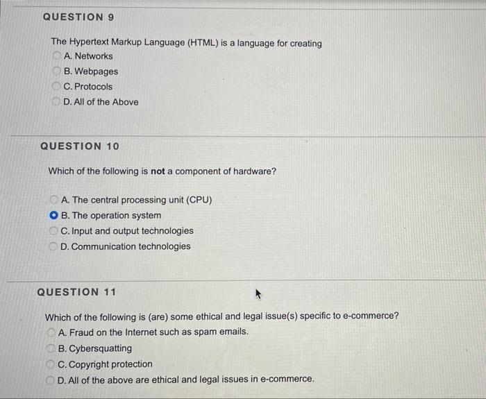 QUESTION 9 The Hypertext Markup Language (HTML)