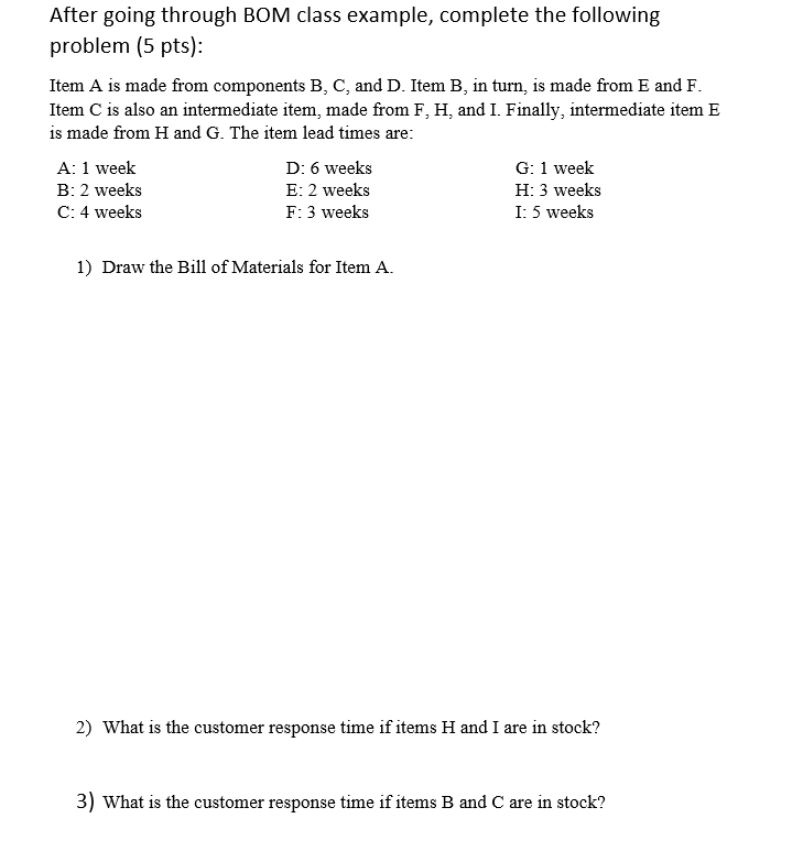 After going through BOM class example, complete