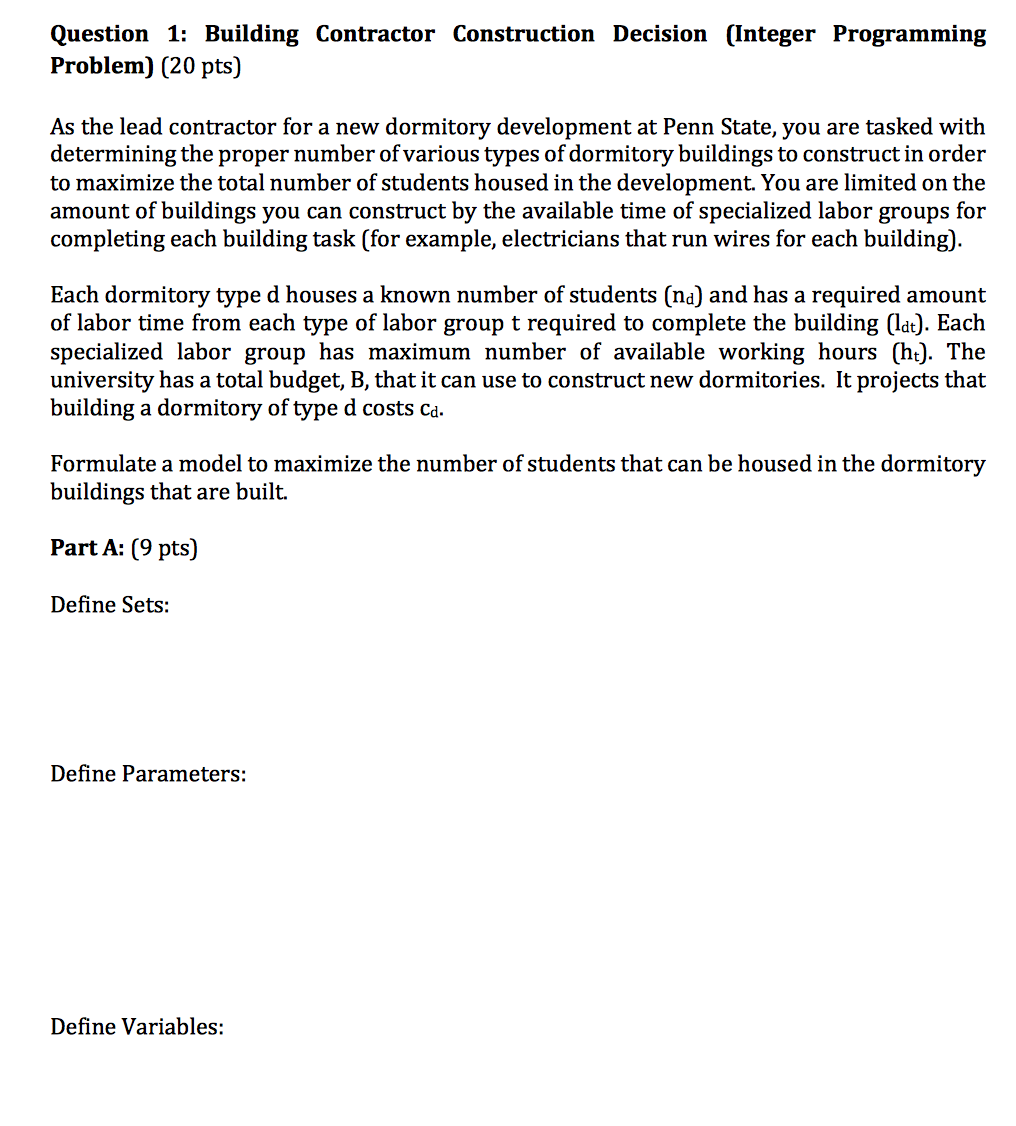 Question 1: Building Contractor Construction