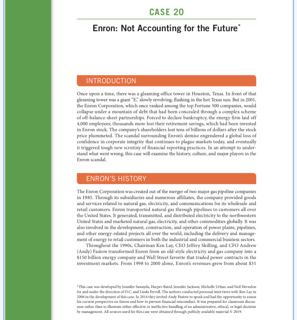 CASE 20 Enron: Not Accounting for the Future*