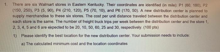 handworked please 1. There are six Walmart stores