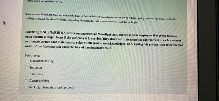 Management and problem solving Executives at