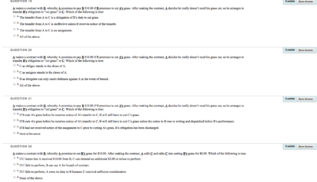 QUESTION 19 3 points Save Answer A makes a