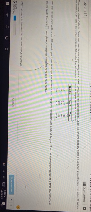 11 UUU PO Problem 16 B Question Help The manager