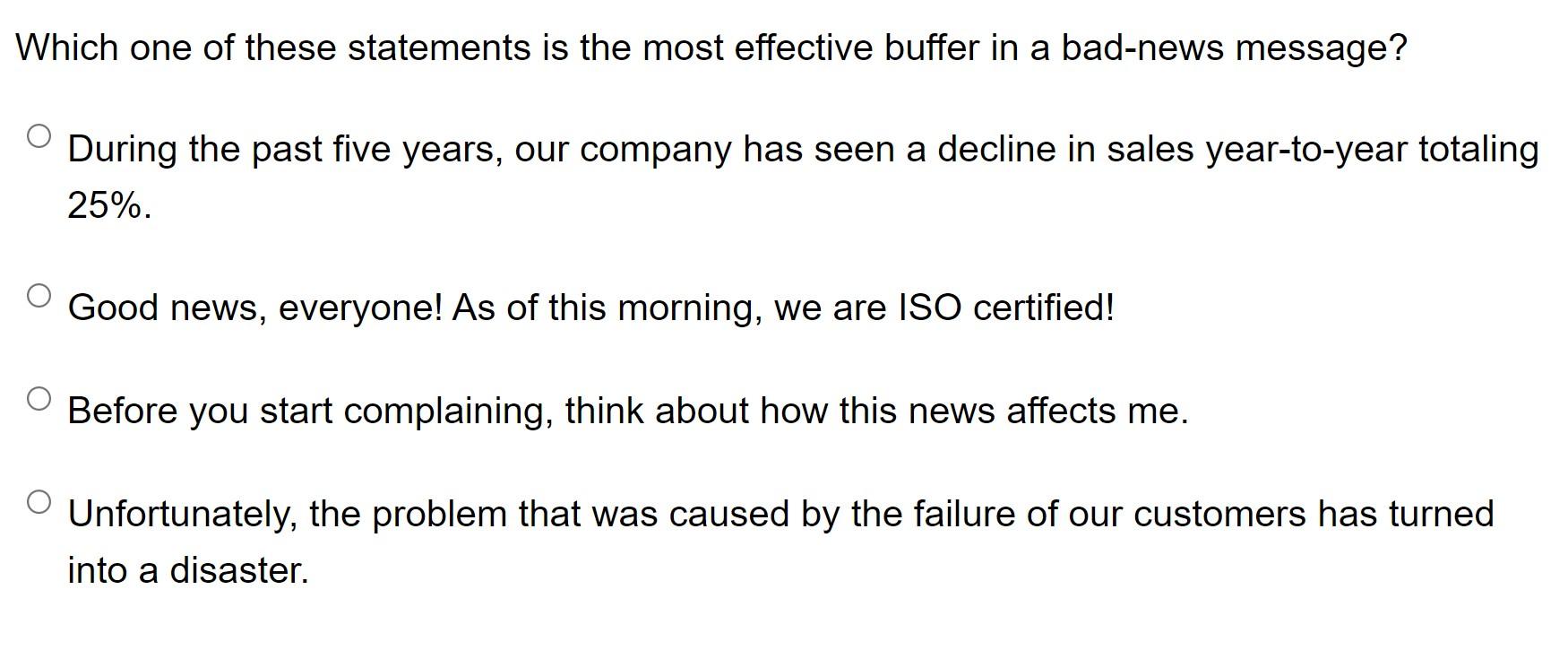 Which one of these statements is the most