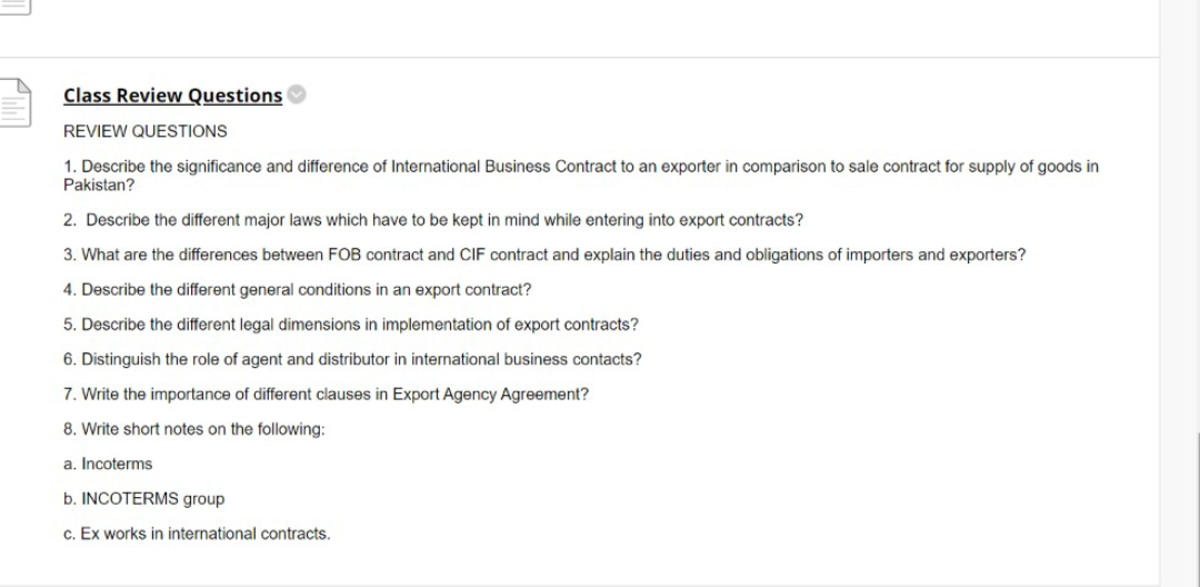 Please answer q8 only Class Review Questions