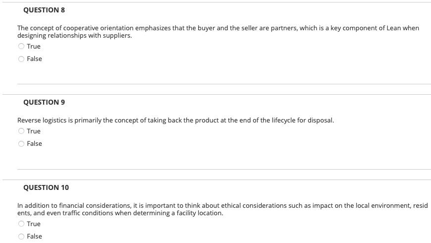 Please answer all Efficient supply chains focus