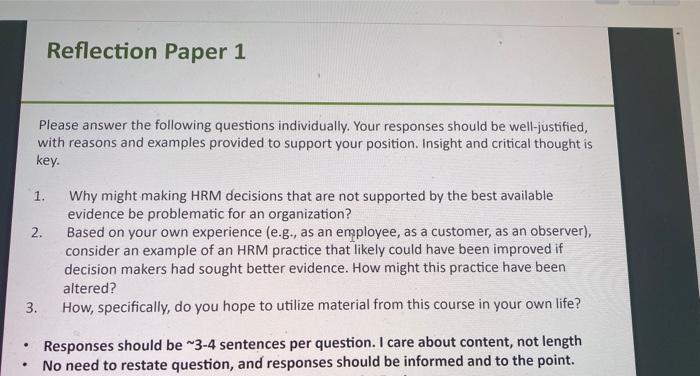 MGMT Reflection Paper 1 Please answer the