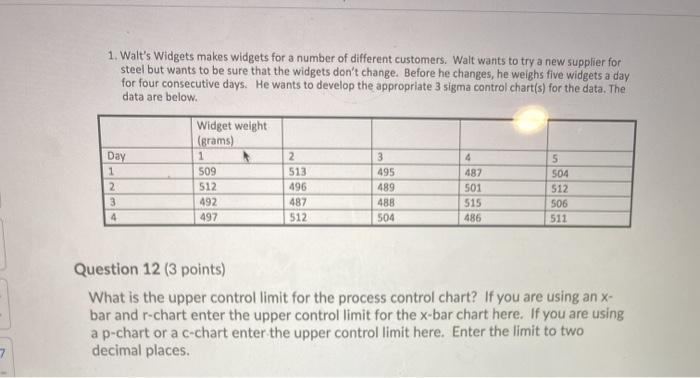 13. what is the lower control limit 14. second
