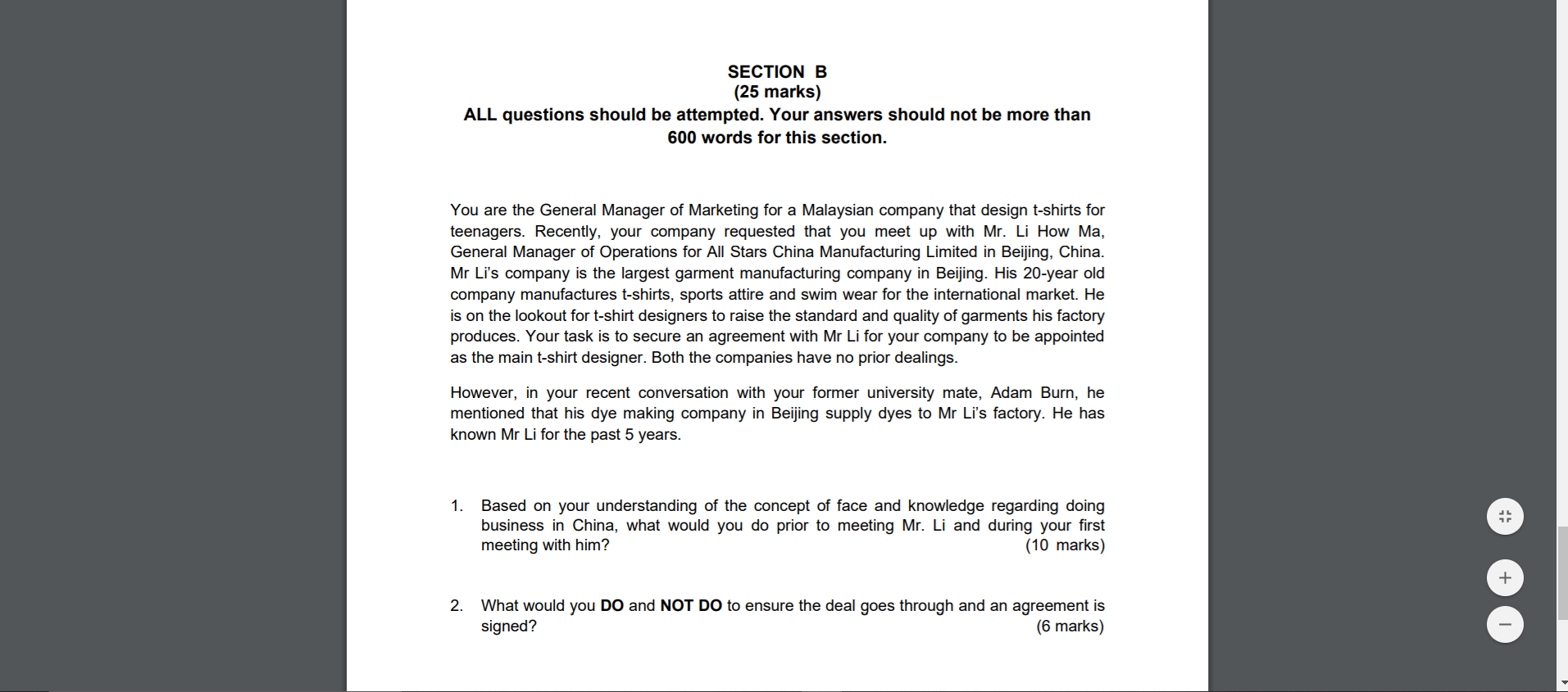 SECTION B (25 marks) ALL questions should be