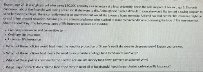 please help asap i will like reply Sharon, age 28