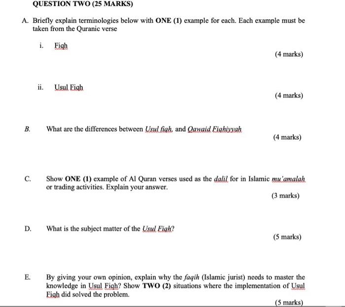 QUESTION TWO (25 MARKS) A. Briefly explain