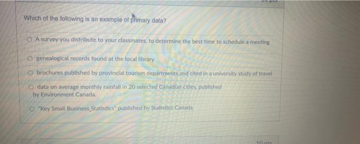 Which of the following is an example of primary