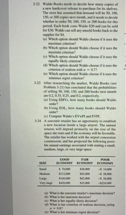 only problems 22 and 24 3-22 Waldo Books needs to