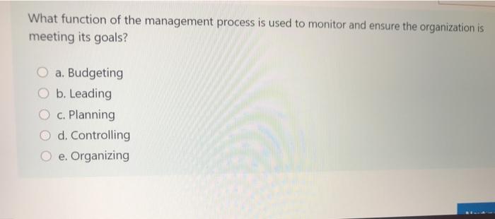 What function of the management process is used