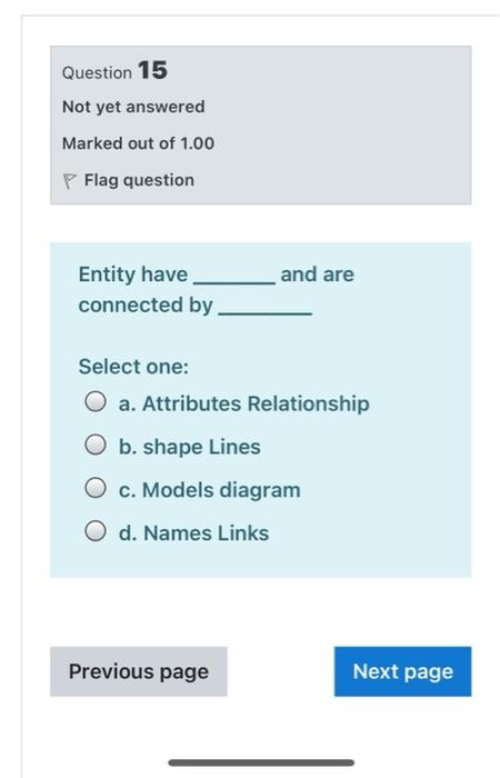 Question 15 Not yet answered Marked out of 1.00