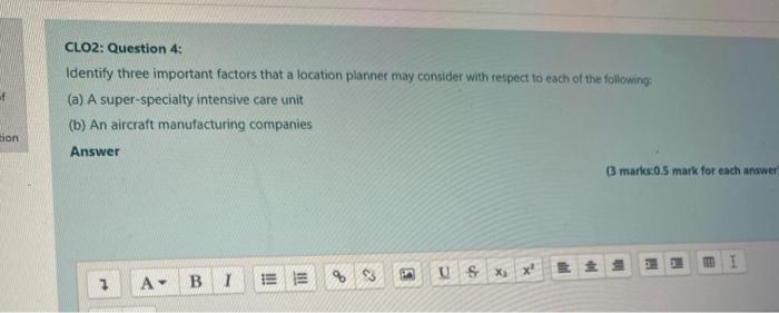 CLO2: Question 4: Identify three important