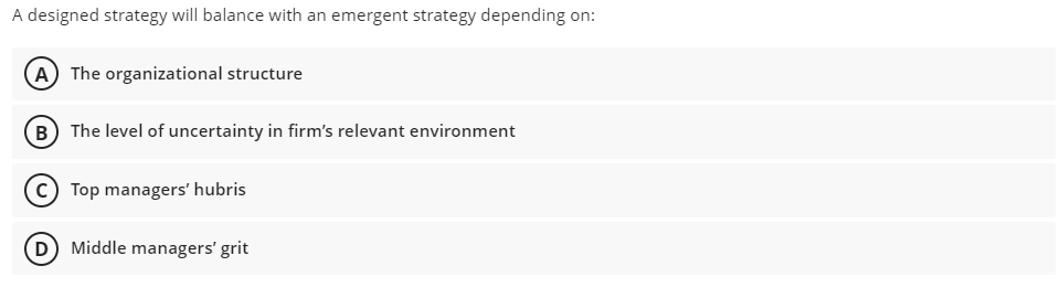 A designed strategy will balance with an emergent