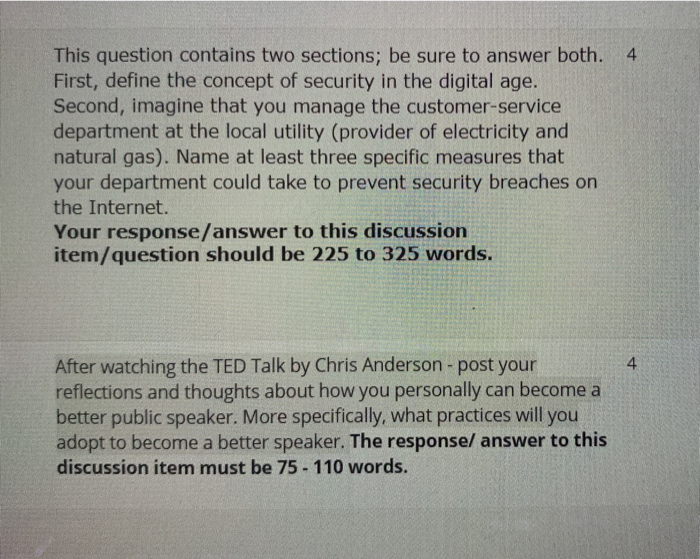 This question contains two sections; be sure to