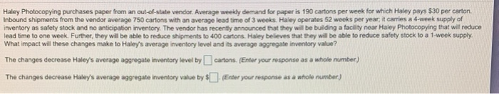 Haley Photocopying purchases paper from an