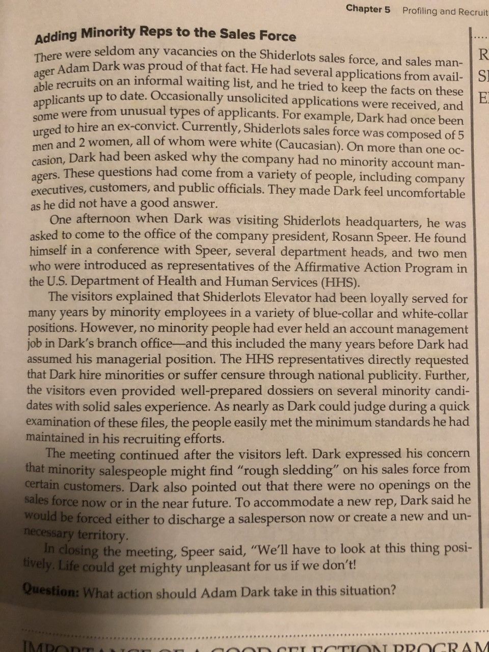 What action should Adam Dark take in this