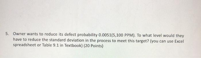 5. Owner wants to reduce its defect probability