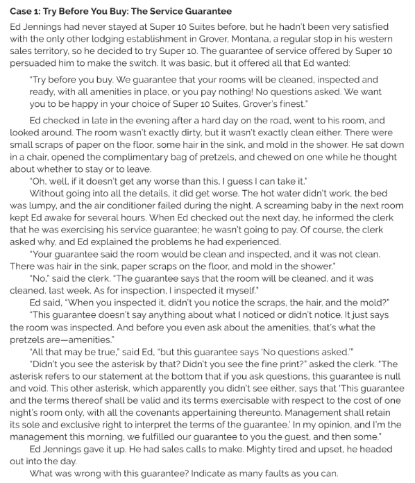 Case 1: Try Before You Buy: The Service Guarantee