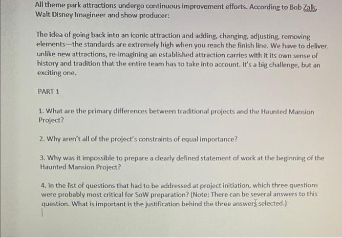 question 4 All theme park attractions undergo