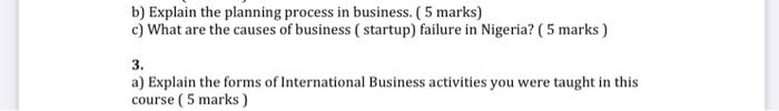 b) Explain the planning process in business. (5
