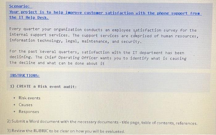 exact question answer Scenario: Your project is