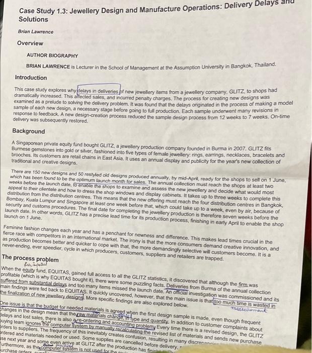 case study Case Study 1.3: Jewellery Design and