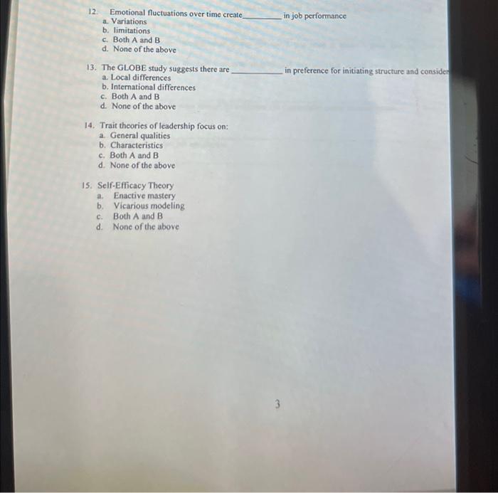 12. Emotional fluctuations over time create a.