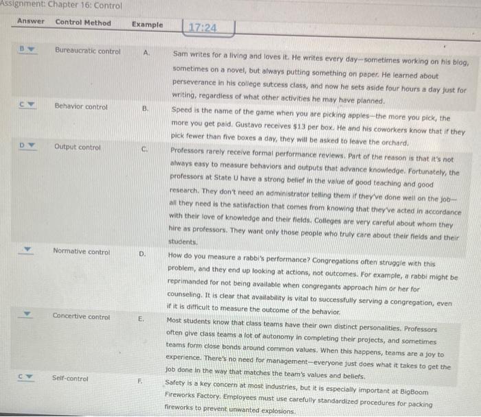 Match each example in the following table with