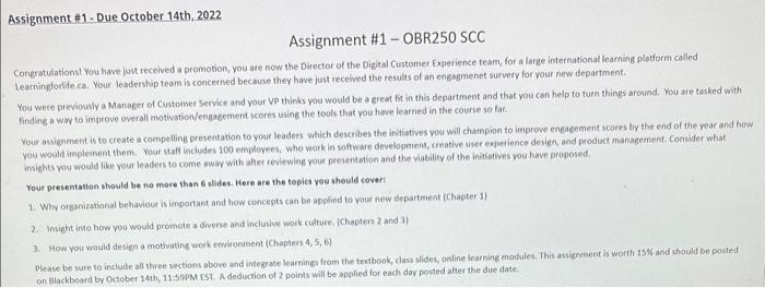 obr assignment Assignment #1 - OBR250 SCC