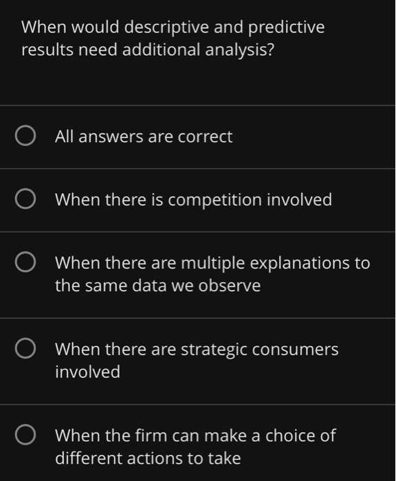 What is the goal of prescriptive analytics? O