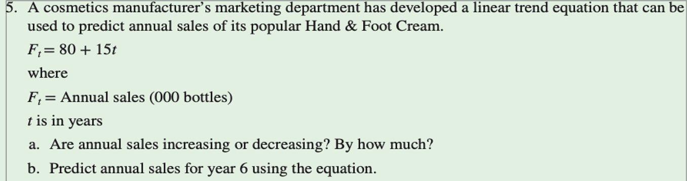 5. A cosmetics manufacturer's marketing