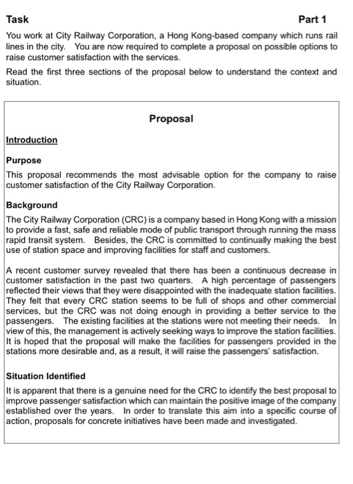 Task Part 1 You work at City Railway Corporation,