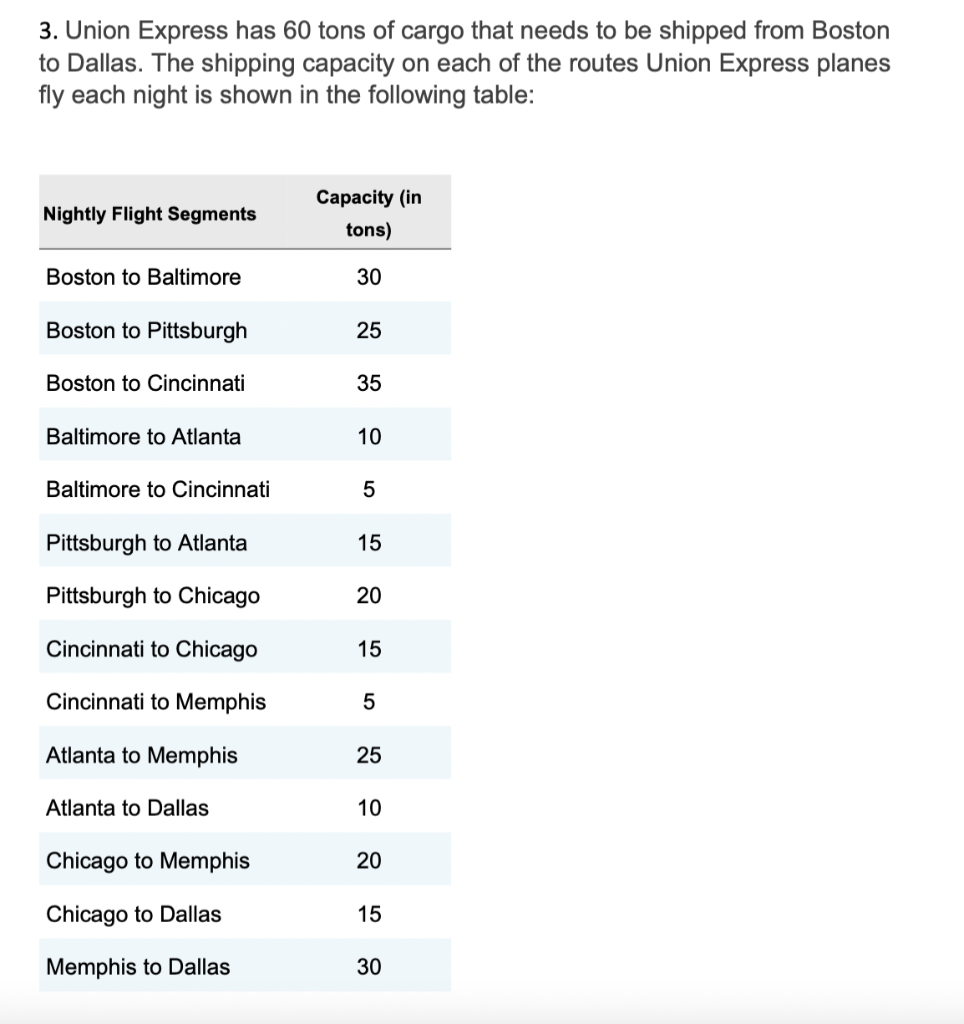 show spreadsheet and formula 3. Union Express has
