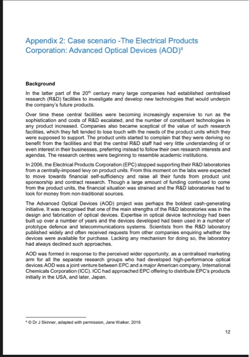 Why the project went wrong? Appendix 2: Case