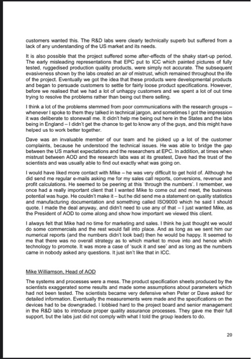 Why the project went wrong? Appendix 2: Case